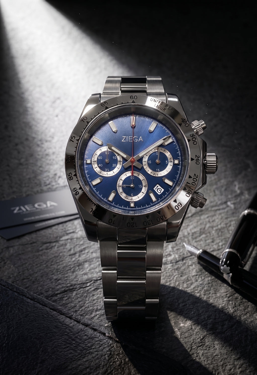 Ziega Meridian Chronograph, Midnight Blue