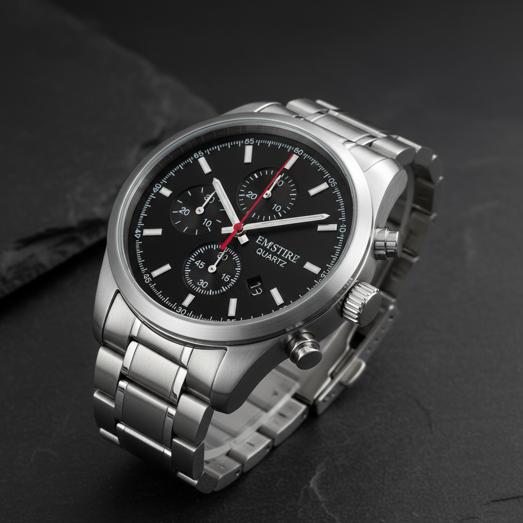Ziega Mens Chronograph watch on dark slate surface